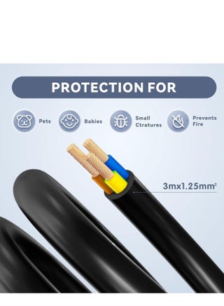 5 meters Extension Lead, 1 Way Extension Cord 5 Meters with UK 3 Pin Plug Power Strip Travel Use Extension Cord Tough and Fireproof Single Extension Socket for Home, Office & Interior Renovation(Black) - view 5