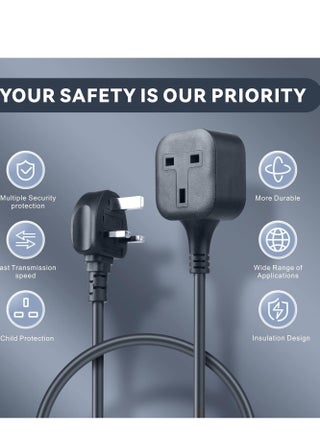 5 meters Extension Lead, 1 Way Extension Cord 5 Meters with UK 3 Pin Plug Power Strip Travel Use Extension Cord Tough and Fireproof Single Extension Socket for Home, Office & Interior Renovation(Black) - view 4