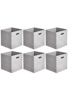 KASTWAVE Collapsible Fabric Storage Cubes with Oval Grommets 6-Pack Light Grey  - Image 1