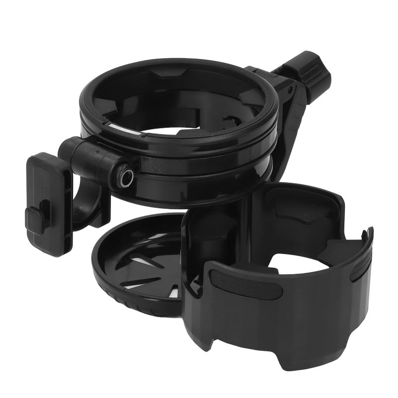 3 in 1 Stroller Cup Holder Folding with Hook 360 Deg Adjustable Double Bottle Holder for Bike Treadmill - Image 5