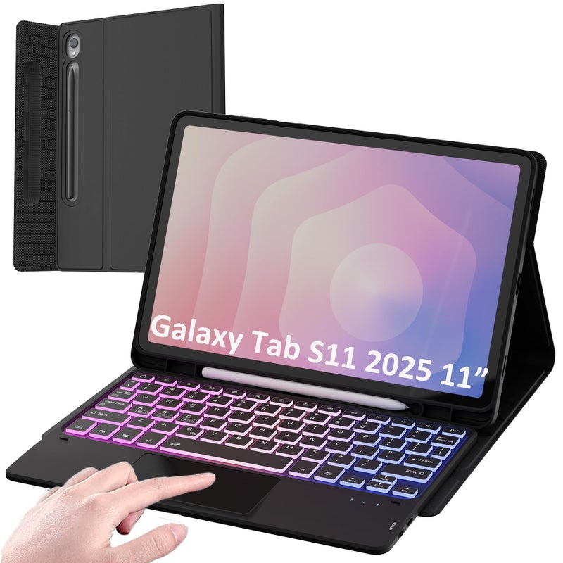 SNOODU for Samsung Galaxy Tab S11 2025 11 Keyboard Case 3 Zone 7 Colors Backlit Trackpad Keyboard for 11inch Samsung Tablet S11 5G Detachable Wireless Key Board Tablet Cover with Pen Holder Kickstand - Image 2