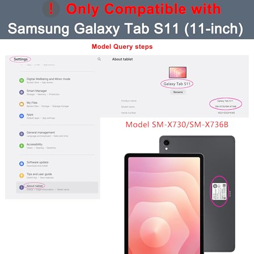 SNOODU for Samsung Galaxy Tab S11 2025 11 Keyboard Case 3 Zone 7 Colors Backlit Trackpad Keyboard for 11inch Samsung Tablet S11 5G Detachable Wireless Key Board Tablet Cover with Pen Holder Kickstand - Image 3