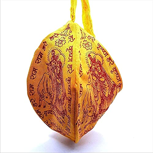 NRSON® Jap mala Bag, Gomukhi, Gaumukhi, Prayer Beads Bag, Chanting Prayer Bag, Hare rama Hare Krishna Bag, Hindu Prayer Bag, Meditation Bag, jhola [Pack of 1] - Image 3