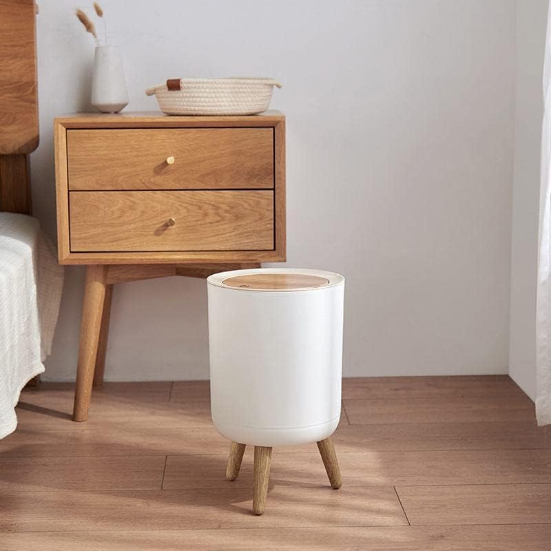 Achyut Bathroom Trash Can with Lid7 Liter Modern Office Trash Can for Near Desk Bedroom Garbage Can Waste Basket with Push TopNordic Trash Bin for Living Room ToiletDog Proof Trash Can White - Image 1