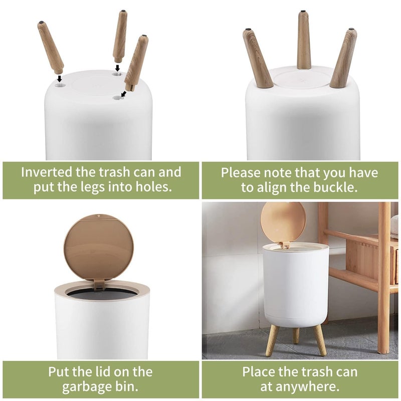 Achyut Bathroom Trash Can with Lid7 Liter Modern Office Trash Can for Near Desk Bedroom Garbage Can Waste Basket with Push TopNordic Trash Bin for Living Room ToiletDog Proof Trash Can White - Image 5