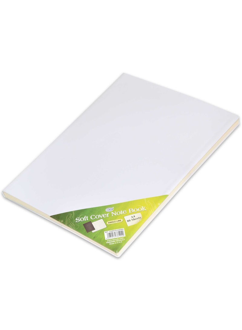 FIS  Pvc Soft Cover Note Book A4 Single Line With Border  80 Sheets-White -FSNBPVSLA480WH - Image 1