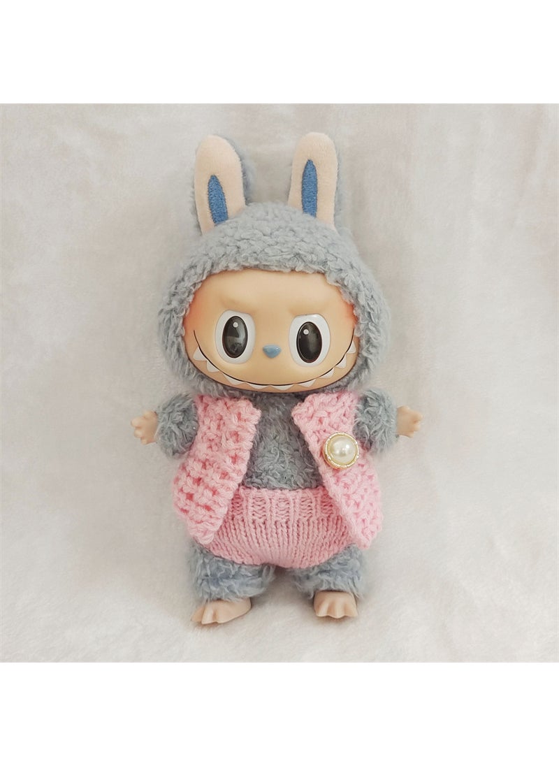 Hot Sale Labubu Doll Knit Underwear Vest Pants Accessories Pink Knit Vest Pink Knit Underwear 