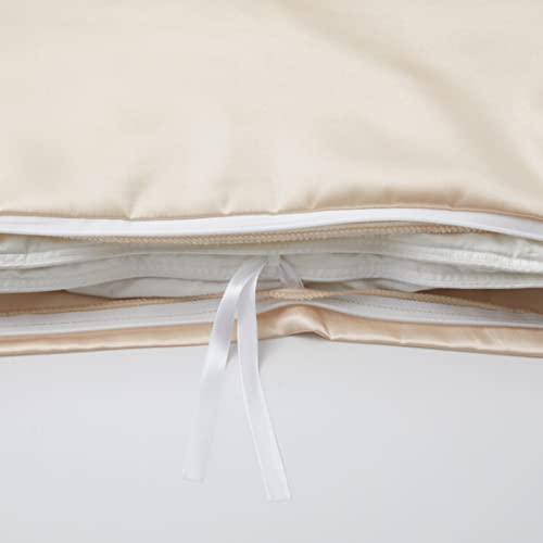 Ersmak 48" x 72" Duvet Cover for Weighted Blanket, Silky & Removable Satin Duvet Cover with Zipper & 8 Ties Secure Fastening, Beige - Image 4