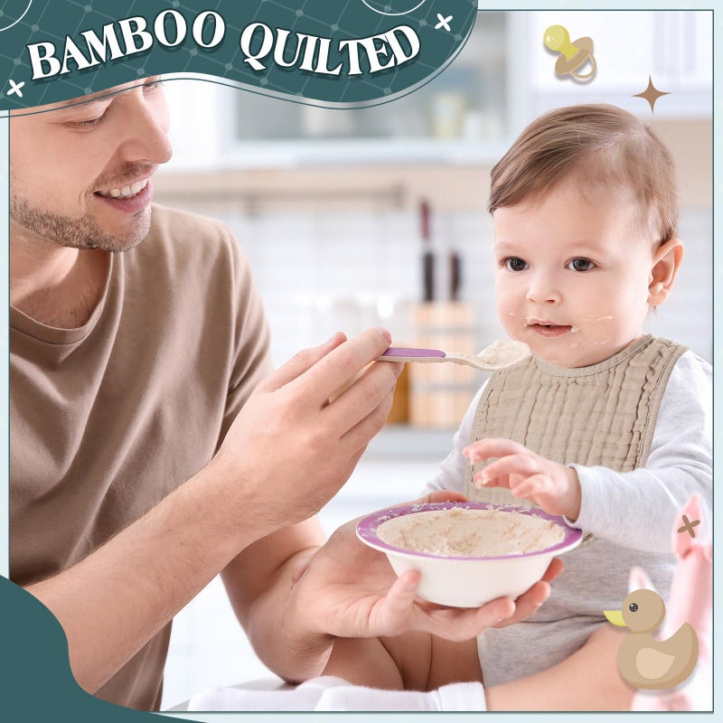 Frienda 6 Pcs Muslin Bibs Burp Cloths for Baby Teething Bandana Bibs 6 Absorbent Layer for Baby Boy Girl Cotton Burping Cloth(Classic Color) - Image 4