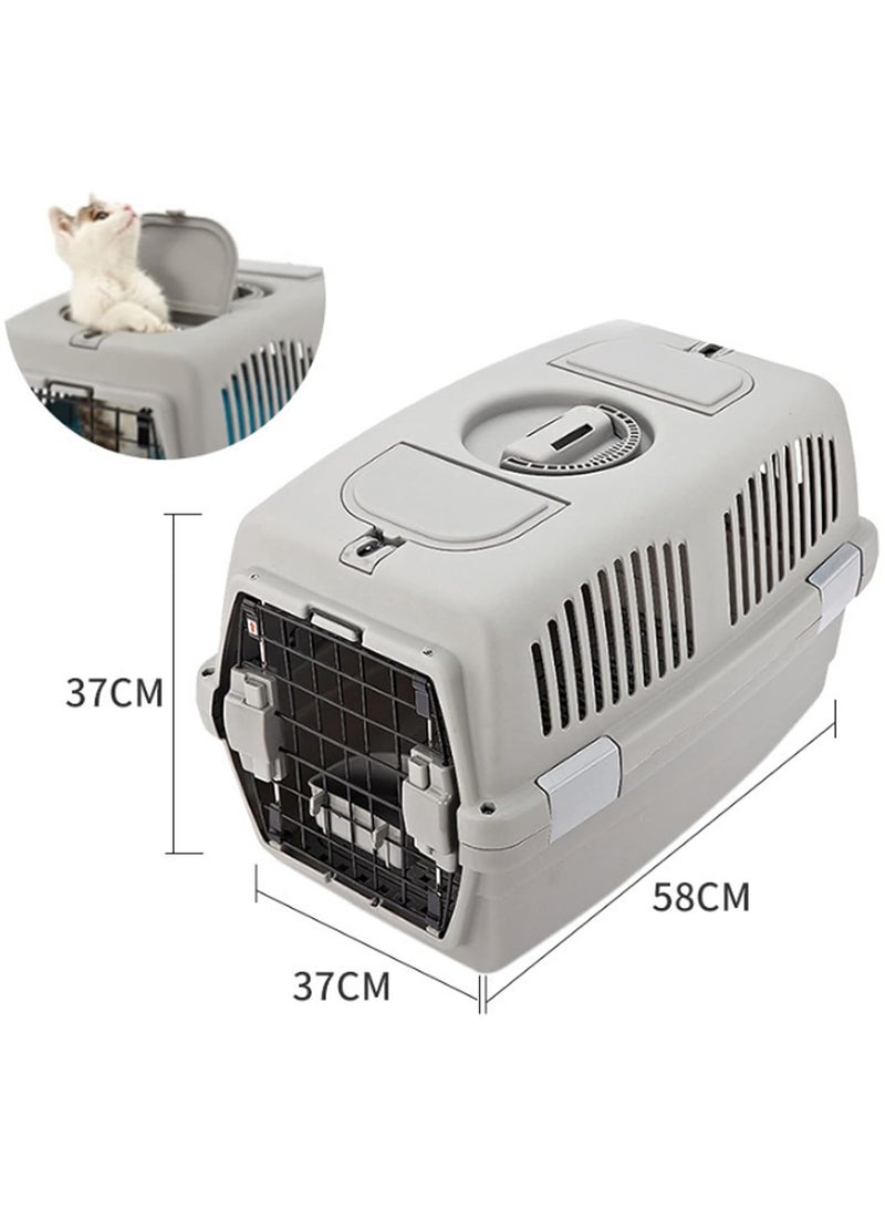 حامل حيوانات أليفة للقطط، قفص سفر للقطط معتمد من شركات الطيران، مصنوع من البلاستيك خفيف الوزن وآمن للحمل للاستخدام الداخلي والخارجي والسيارة والقطط الصغيرة والجراء والكلاب أثناء النوم (رمادي) - Image 5