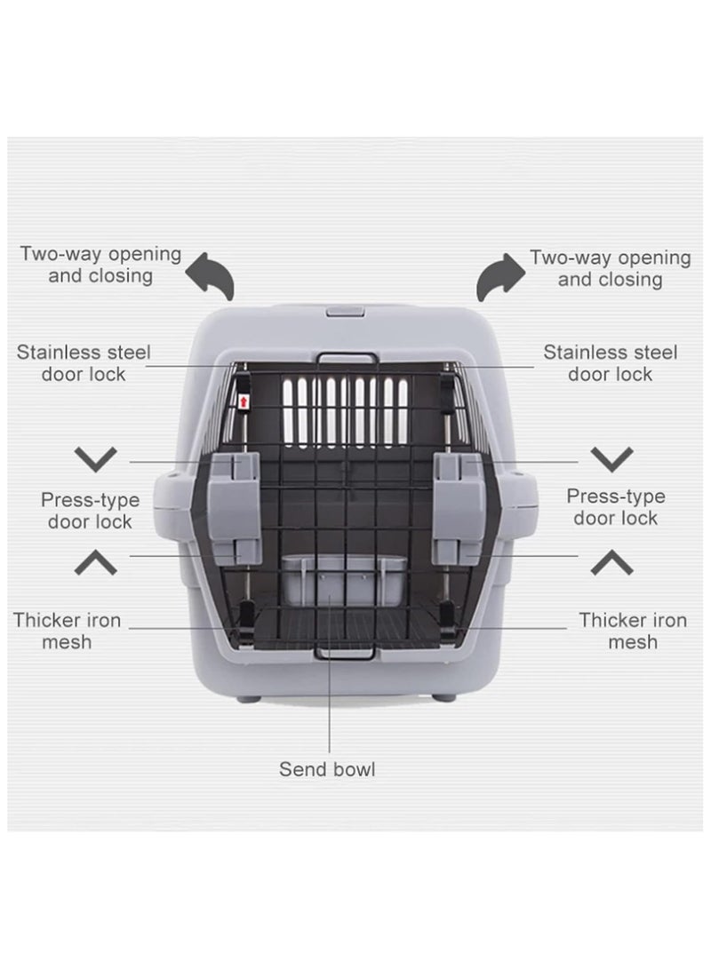 حامل حيوانات أليفة للقطط، قفص سفر للقطط معتمد من شركات الطيران، مصنوع من البلاستيك خفيف الوزن وآمن للحمل للاستخدام الداخلي والخارجي والسيارة والقطط الصغيرة والجراء والكلاب أثناء النوم (رمادي) - Image 3