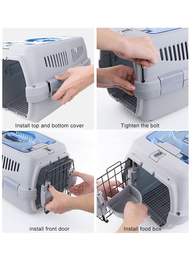 حامل حيوانات أليفة للقطط، قفص سفر للقطط معتمد من شركات الطيران، مصنوع من البلاستيك خفيف الوزن وآمن للحمل للاستخدام الداخلي والخارجي والسيارة والقطط الصغيرة والجراء والكلاب أثناء النوم (رمادي) - Image 4