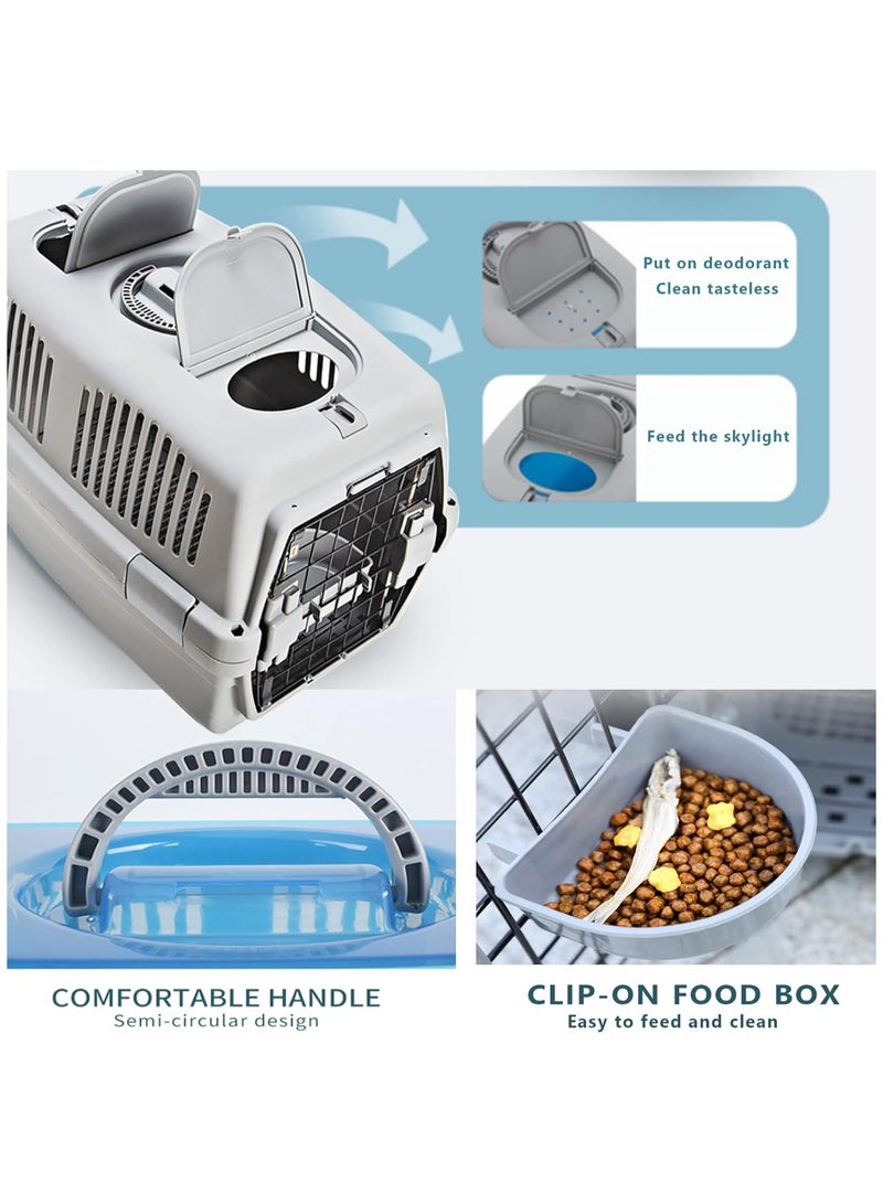 حامل حيوانات أليفة للقطط، قفص سفر للقطط معتمد من شركات الطيران، مصنوع من البلاستيك خفيف الوزن وآمن للحمل للاستخدام الداخلي والخارجي والسيارة والقطط الصغيرة والجراء والكلاب أثناء النوم (رمادي) - Image 2