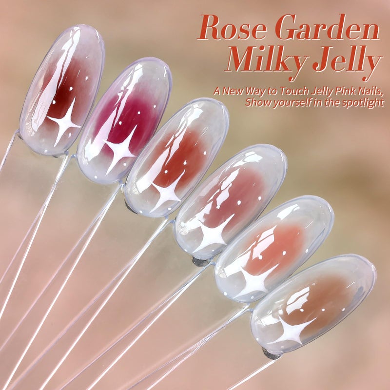 Born Pretty Jelly Red Burgundy Gel Nail Polish Christmas Fall Winter Jelly Blood Wine Red Brown Nude Purple Translucent Sheer Gel Polish Set Nail Art Varnish Manicure 6PCS - Image 3
