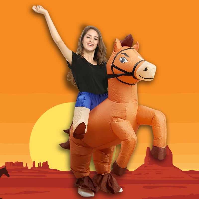 Stegosaurus Inflatable Costume Adult Ride On Horse Costumes Cowboy Air Blow Up Funny Riding Horse Suit for Men Women Halloween - Image 3