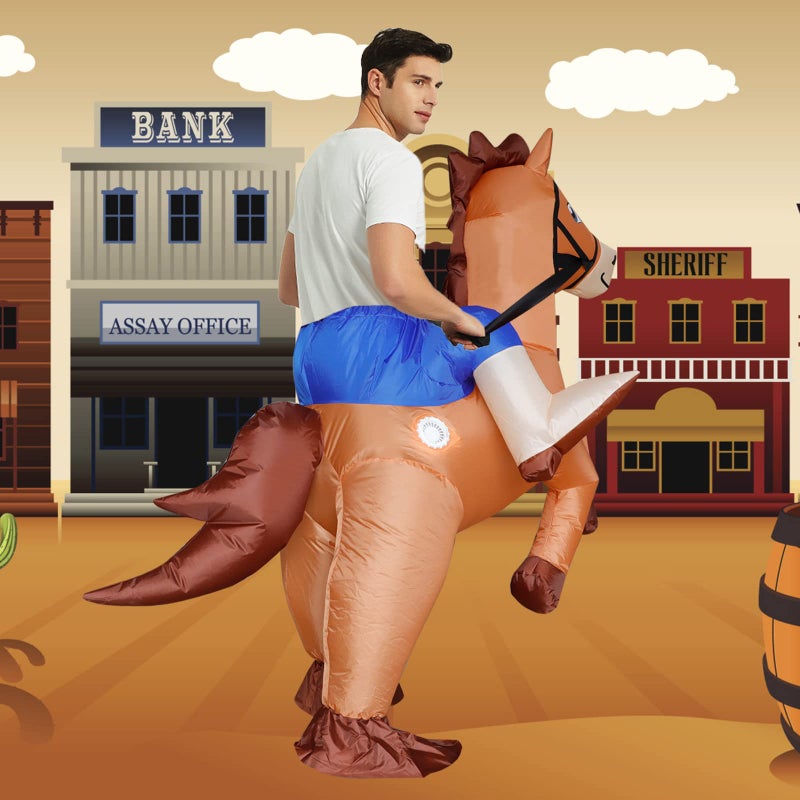 Stegosaurus Inflatable Costume Adult Ride On Horse Costumes Cowboy Air Blow Up Funny Riding Horse Suit for Men Women Halloween - Image 2