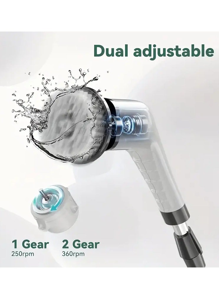 RaboS فرشاة تنظيف كهربائية دوارة 9 في 1 - فرشاة تنظيف قوية لاسلكية مع 9 رؤوس فرشاة قابلة للاستبدال وذراع تمديد قابل للتعديل بطول 54 بوصة | فرشاة استحمام كهربائية متعددة الاستخدامات للحمام والمطبخ والأرضيات والبلاط وحوض الاستحمام | تنظيف عميق سهل وبسيط - Image 4