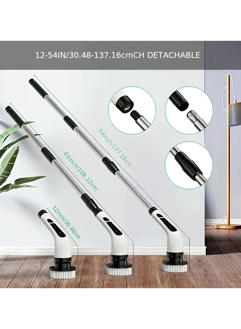 RaboS فرشاة تنظيف كهربائية دوارة 9 في 1 - فرشاة تنظيف قوية لاسلكية مع 9 رؤوس فرشاة قابلة للاستبدال وذراع تمديد قابل للتعديل بطول 54 بوصة | فرشاة استحمام كهربائية متعددة الاستخدامات للحمام والمطبخ والأرضيات والبلاط وحوض الاستحمام | تنظيف عميق سهل وبسيط - Image 5
