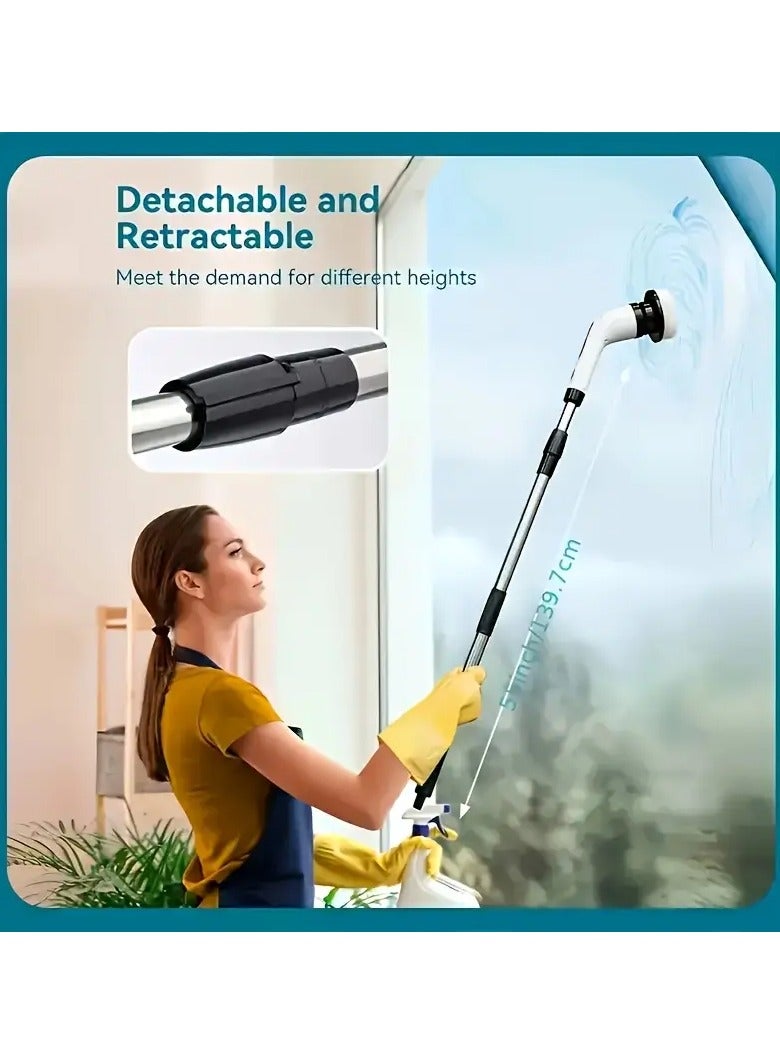 RaboS فرشاة تنظيف كهربائية دوارة 9 في 1 - فرشاة تنظيف قوية لاسلكية مع 9 رؤوس فرشاة قابلة للاستبدال وذراع تمديد قابل للتعديل بطول 54 بوصة | فرشاة استحمام كهربائية متعددة الاستخدامات للحمام والمطبخ والأرضيات والبلاط وحوض الاستحمام | تنظيف عميق سهل وبسيط - Image 3