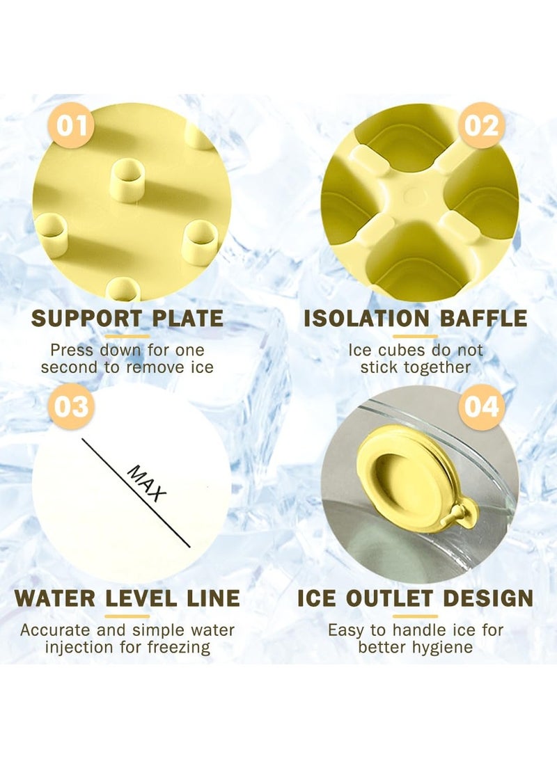 فلاي رود قالب مكعبات الثلج، صينية مكعبات الثلج مع غطاء ووظيفة تخزين، فقط اضغط للحصول على مكعبات الثلج، لا حاجة للمس مكعبات الثلج، مناسب للمجمد، سهل الفك، مناسب للمشروبات والقهوة والعصائر - Image 3