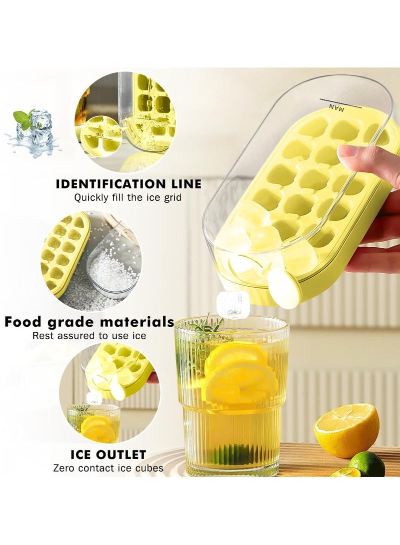 فلاي رود قالب مكعبات الثلج، صينية مكعبات الثلج مع غطاء ووظيفة تخزين، فقط اضغط للحصول على مكعبات الثلج، لا حاجة للمس مكعبات الثلج، مناسب للمجمد، سهل الفك، مناسب للمشروبات والقهوة والعصائر - Image 4