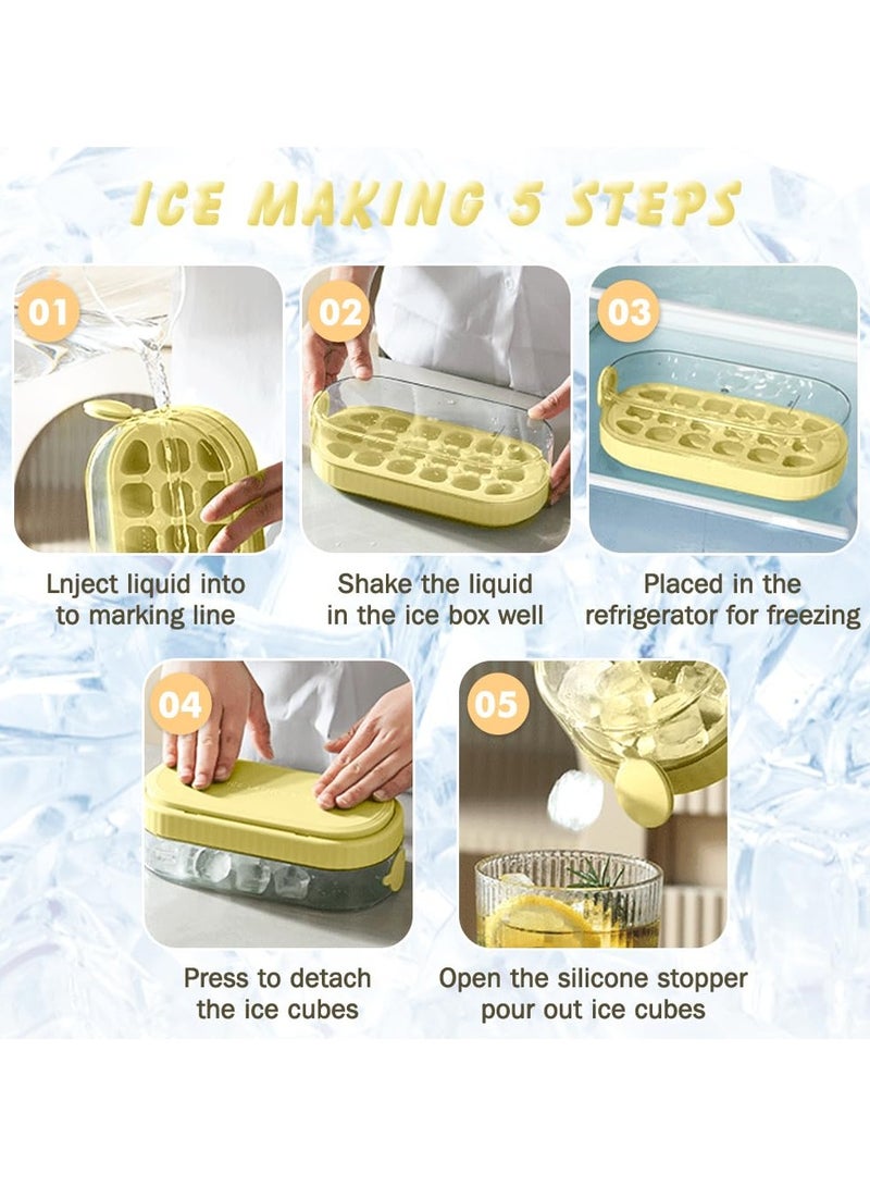 فلاي رود قالب مكعبات الثلج، صينية مكعبات الثلج مع غطاء ووظيفة تخزين، فقط اضغط للحصول على مكعبات الثلج، لا حاجة للمس مكعبات الثلج، مناسب للمجمد، سهل الفك، مناسب للمشروبات والقهوة والعصائر - Image 5