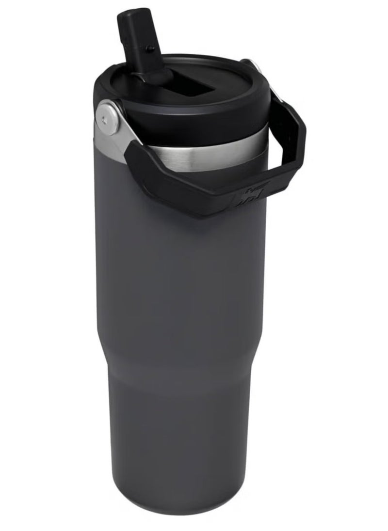 Stanley - Iceflow Flip Straw Water Bottle, 0.88L – Vacuum Insulated, Leakproof & Bpa-Free – Keeps Water Cold For 12 Hours – Easy-Carry, Dishwasher Safe Stainless Steel Travel Mug (Charcoal) – Perfect For Active Lifestyles & On-The-Go Hydration - Image 1