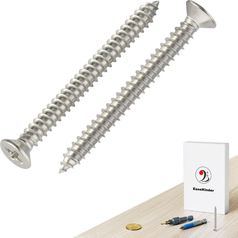 Kinder Wood Screws - 70PCS Flat Head Phillips Screws, 304 Stainless Steel Screw with Adjustable Wood Countersink Kit (#6 x 1-1/2") - Image 4