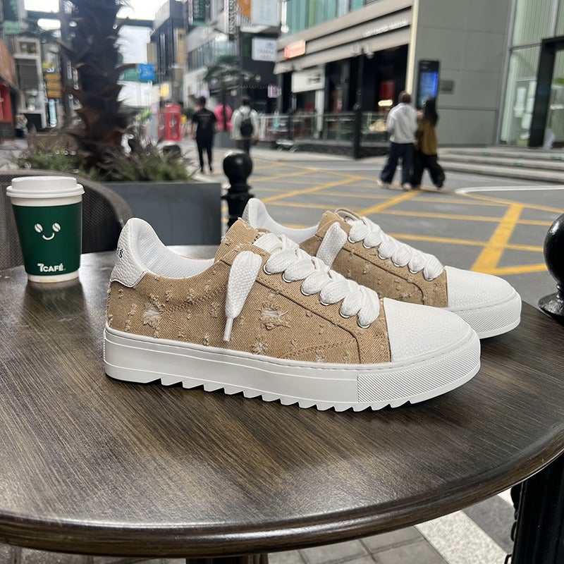 High Quality Numeris Men's Fashion Trendy Ripped Canvas Shoes Casual Couple Skate Shoes