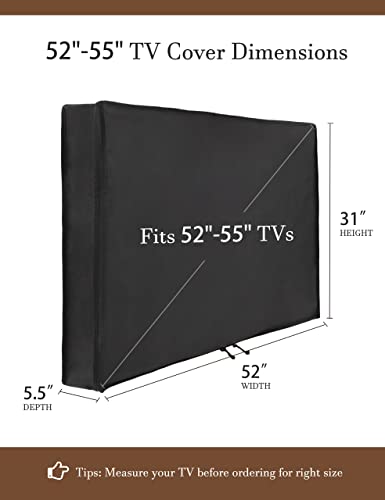 iBirdie غطاء تلفاز خارجي iBirdie مقاس 52 إلى 55 بوصة مقاوم للماء، حجم الغطاء 52''W x 31''H، مقاوم للعوامل الجوية، مع سحاب لتلفاز مسطح خارجي مقاس 52 إلى 55 بوصة، أسود، قماش سميك 600D - Image 2