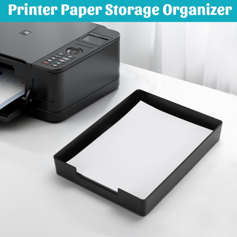 AZFUNN Letter-Size Tray Desk Letter Tray Paper Tray, Sturdy Heavy-Duty Plastic Printer Paper Tray, Single-Tier Stackable File Storage Organizer for Office Home (Black Ã—2) - Image 3