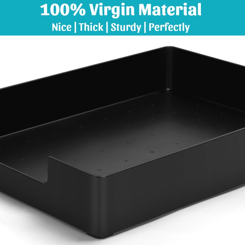 AZFUNN Letter-Size Tray Desk Letter Tray Paper Tray, Sturdy Heavy-Duty Plastic Printer Paper Tray, Single-Tier Stackable File Storage Organizer for Office Home (Black Ã—2) - Image 5