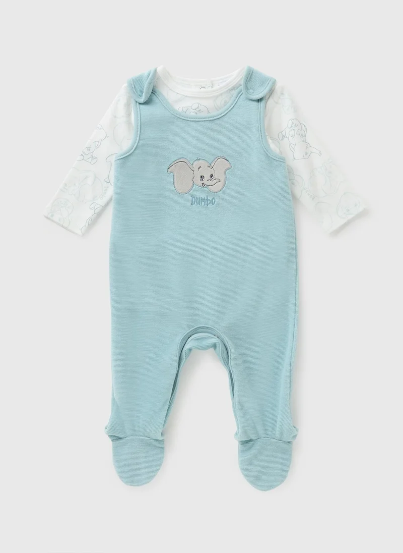 Matalan Disney Baby Blue Dumbo Top & Dungaree Set