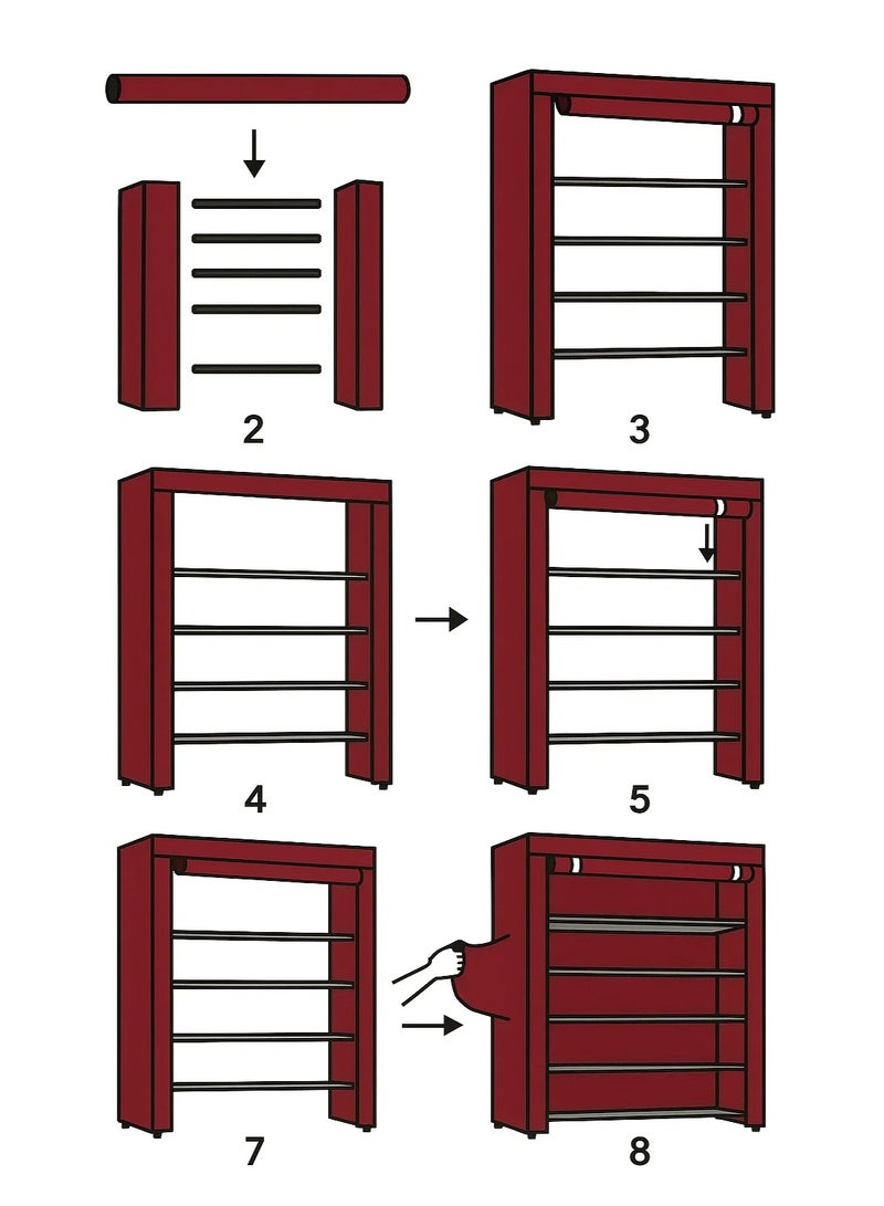 أف آند كيه جزامة أحذية مكونة من 7 ارفف ،تكفي 30 زوج من الاحزية ، لون  نبيتي - Image 3