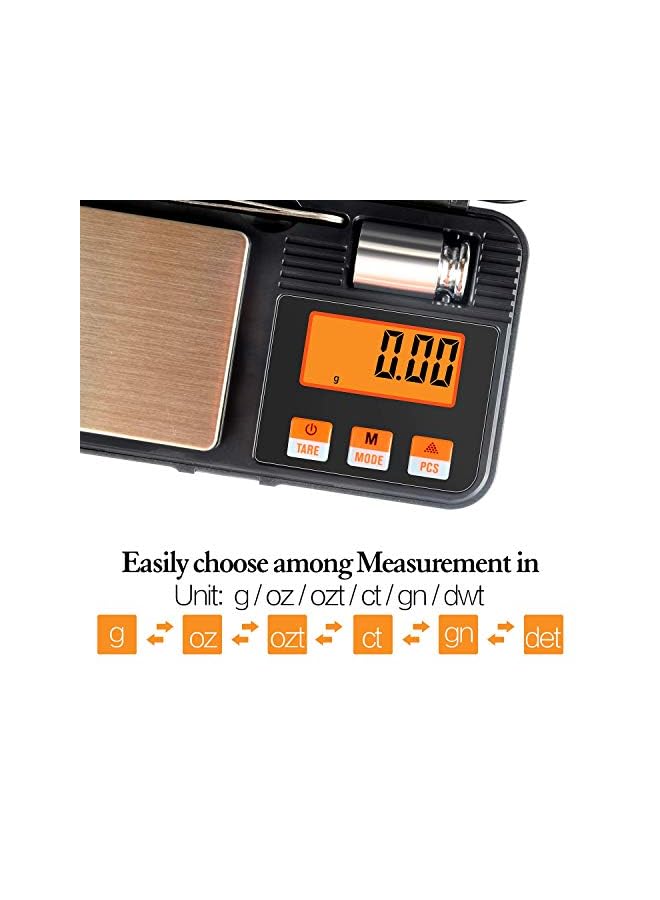 vesus ميزان رقمي ينغ زد 200 جرام × 0.01 جرام بحجم جيب، وزن معايرة 50 جرام، تحويل 6 وحدات، شاشة LCD مضاءة من الخلف، يستخدم للمجوهرات/الدواء/الطعام/البودرة/العملات، CX298 03 - Image 2