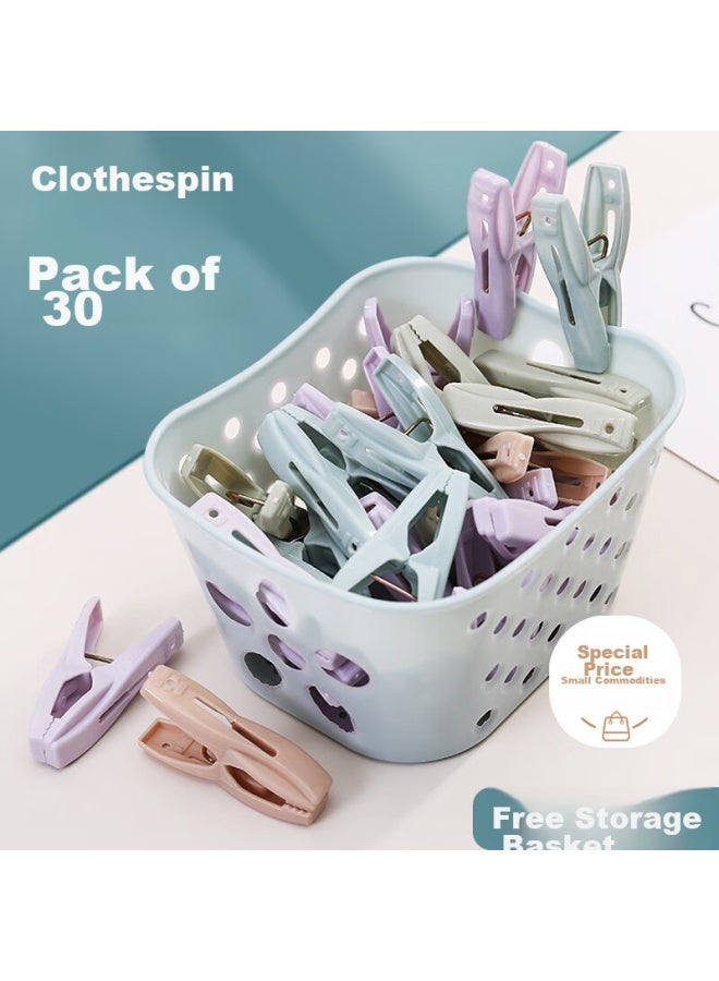 Zigman Cigeman Plastic Clothes Clips, Clothes Hangers, Bed Sheet Fixers, Sock Clips, Underwear Drying Clips, 30-pack - Image 1