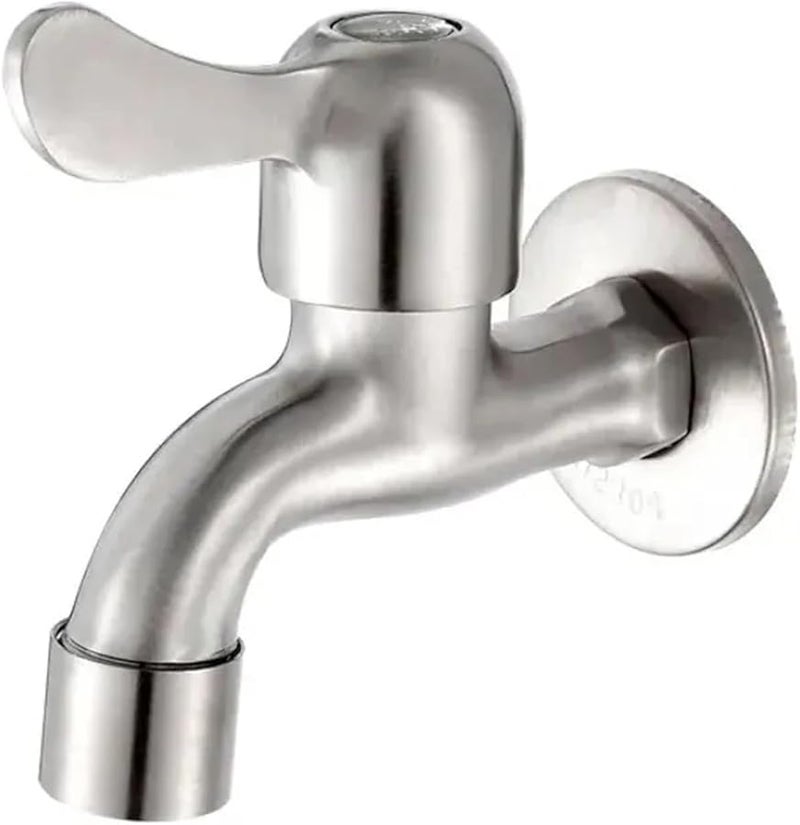 Wall Mounted Pool Faucet Washing Machine Water Tap 304 Stainless Steel Matte Finish Single Cold Silver - Image 2