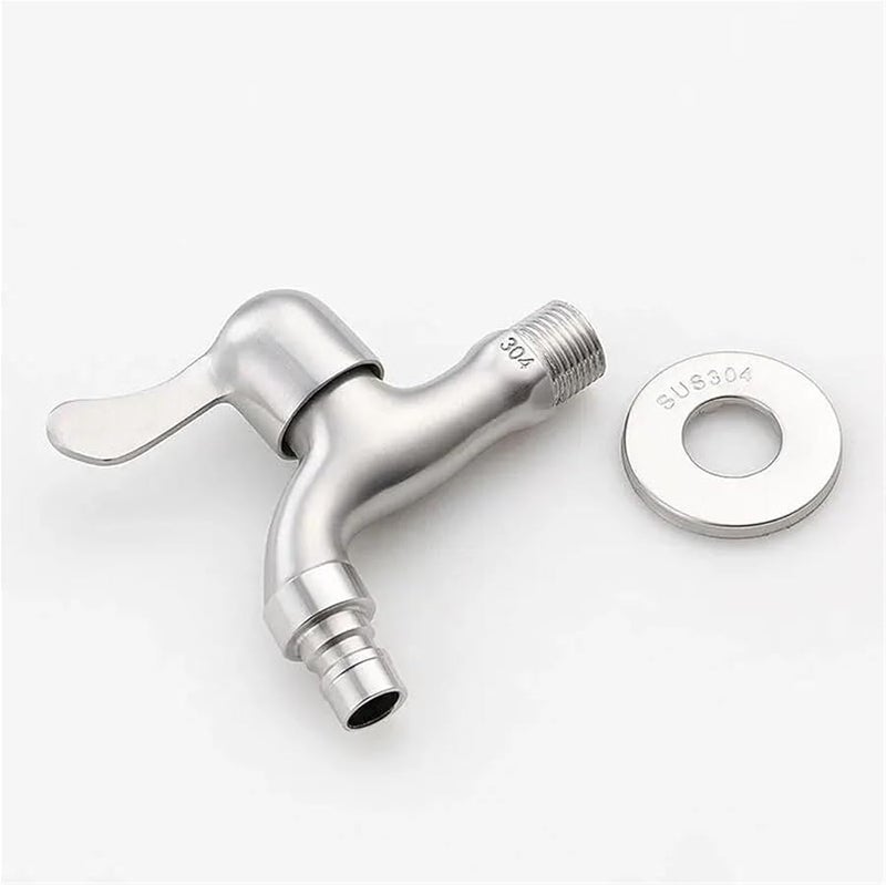 Wall Mounted Pool Faucet Washing Machine Water Tap 304 Stainless Steel Matte Finish Single Cold Silver - Image 3