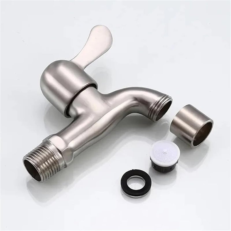 Wall Mounted Pool Faucet Washing Machine Water Tap 304 Stainless Steel Matte Finish Single Cold Silver - Image 4