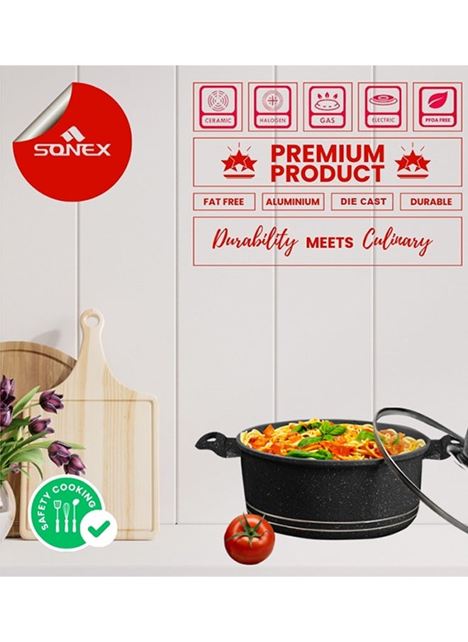 SONEX - Sonex Diecast Crown King 8 PCS - Premium Double Coated Cookware Set, Korean Technology, Even Heating, Bakelite Handle, Premium Die-Cast Cookware, Multi-Layer, Long Lasting Cookware, Easy to Clean - Image 1