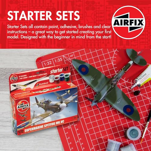 Airfix طقم نموذج طائرة إيرفيكس - A55001 سوبرمارين سبايتفاير MkVc، طائرات نموذجية بلاستيكية للبالغين والأطفال 14+، مستوى المهارة 1، مقياس 1:72 نماذج طائرات عسكرية من الحرب العالمية الثانية، نماذج طائرات حقيقية - Image 2