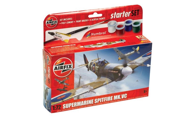 Airfix طقم نموذج طائرة إيرفيكس - A55001 سوبرمارين سبايتفاير MkVc، طائرات نموذجية بلاستيكية للبالغين والأطفال 14+، مستوى المهارة 1، مقياس 1:72 نماذج طائرات عسكرية من الحرب العالمية الثانية، نماذج طائرات حقيقية - Image 1