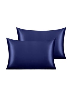 Y&D Satin Pillowcases 2 Pack For Hair And Skin Luxurious And Silky Pillow Cases With Envelope Closure Queen Size 50 X 75 Cm Navy  - Image 1