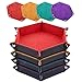 SIQUK 4 Pieces Dice Tray Set Foldable Dice Trays Hexagon Dice Rolling Tray PU Leather Dice Holder for Dice Games like RPG DND and Other Table GamesOrange Yellow Cyan Violet - Image 3