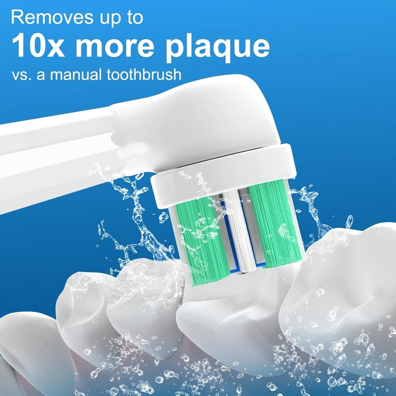 Replacement Toothbrush Heads Electric Toothbrush 10 Pack White Bristles - Image 2