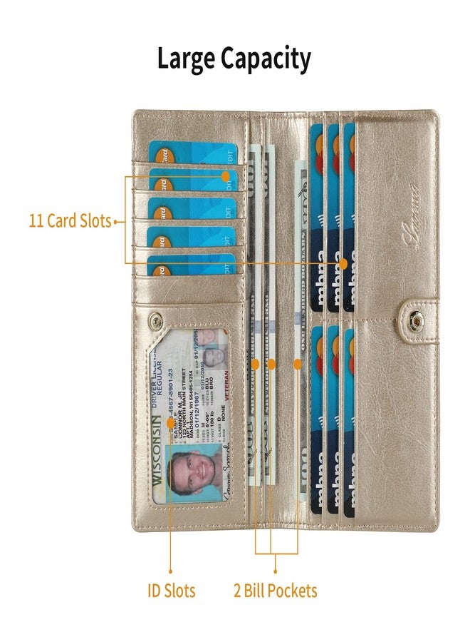 Lavemi محفظة لافيمي النسائية الجلدية الرفيعة للغاية مع حماية RFID لحامل بطاقات الائتمان، قابلة للطي، طويلة، (2-ذهبي براق) - Image 5