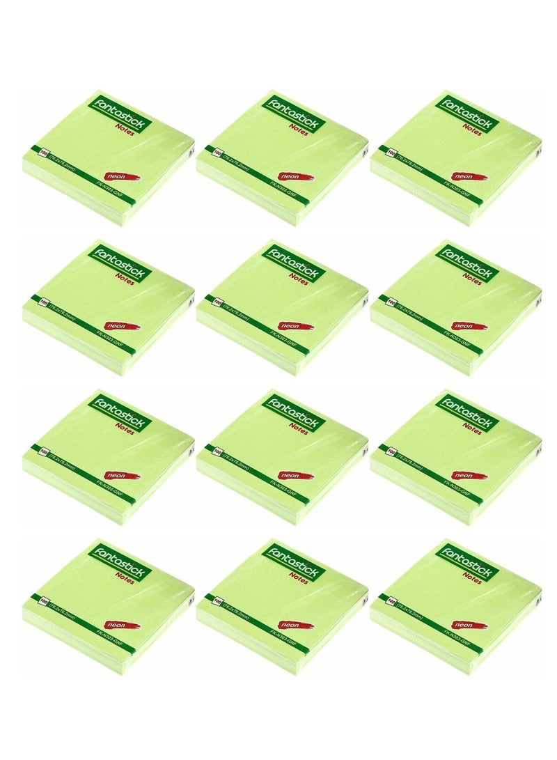 Fantastick 12-Piece Sticky Notes 3x3 Inch Size Flour Green - Image 1