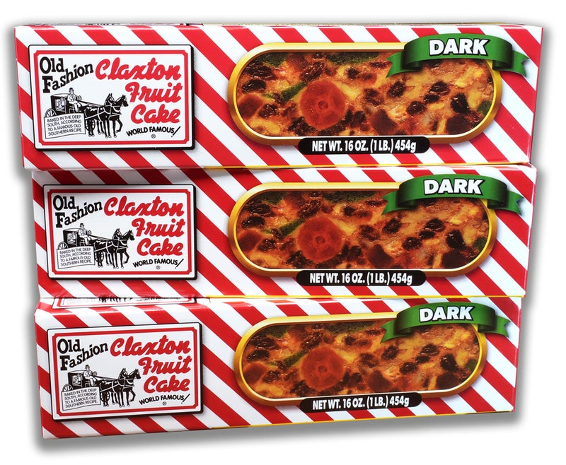 Claxton Fruit Cake - 3-1 Lb. Dark Recipe | Old Fashioned Holiday Fruitcake Packed in Signature Claxton Individual Gift Cartons | A Traditional Holiday Favorite | 3 Pack - Image 1