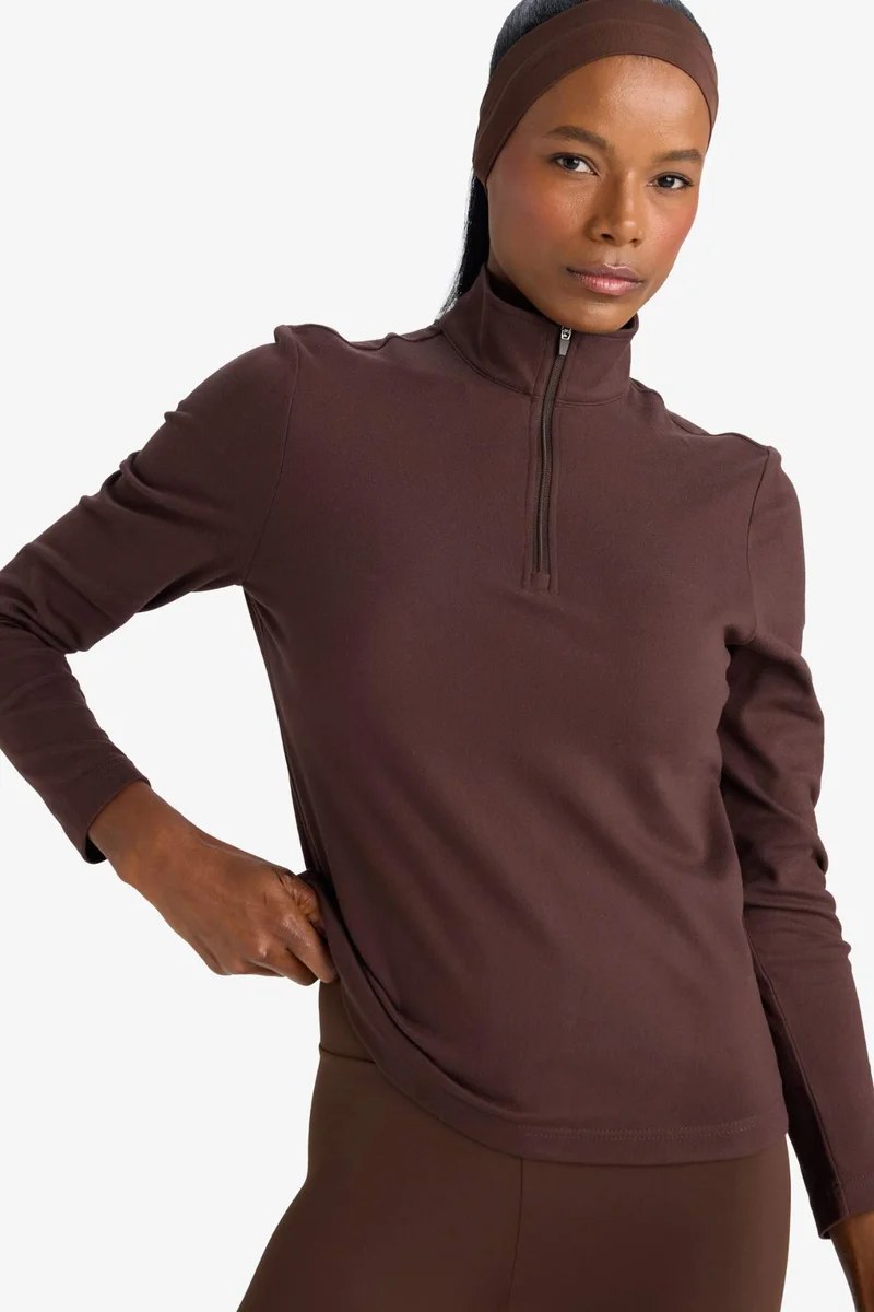 Standard Fit Stand Collar Sports Sweatshirt