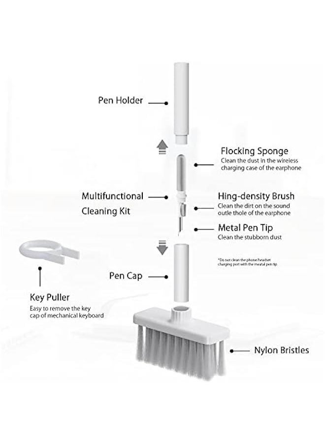 Cleaning Soft Brush Keyboard Cleaner 5in1 MultiFunction uter Cleaning Tools Kit Corner  Duster Keycap Puller for Cleaning Dust in EarphsLaptopAirpods ProCamera Lens White